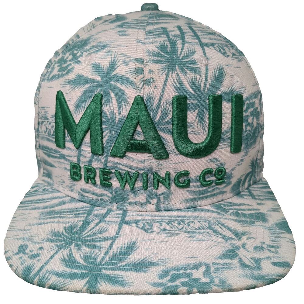 Double Portion Supply Maui Brewing Co Snapback White Green One Size Tropical Hat